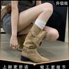 Tall Pile Boots Women's Autumn and Winter New Thick High Heel Pointed But Knee Long Boots Folded Skinny Knight Boots