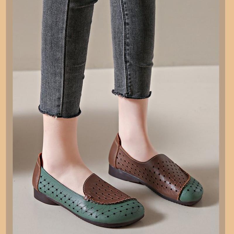 Fashion Spring Summer Women's Leather Loafers Casual Slip-On Shoes Woman Flats Soft Comfortable Female Footwear Mom Shoes