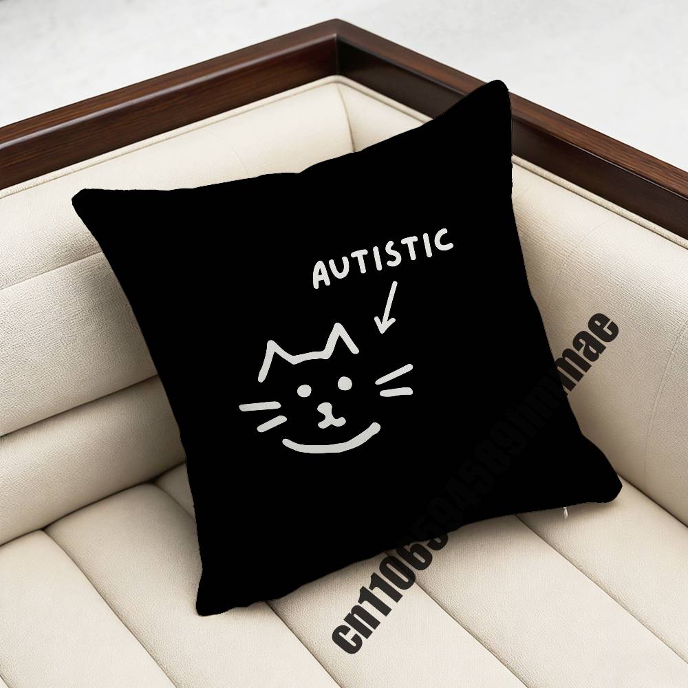 For Autistic Cat Autism Puzzle Throw Pillow Case Sham Xcm Xcm Square Car Pillowcase Pad Cushion Cover
