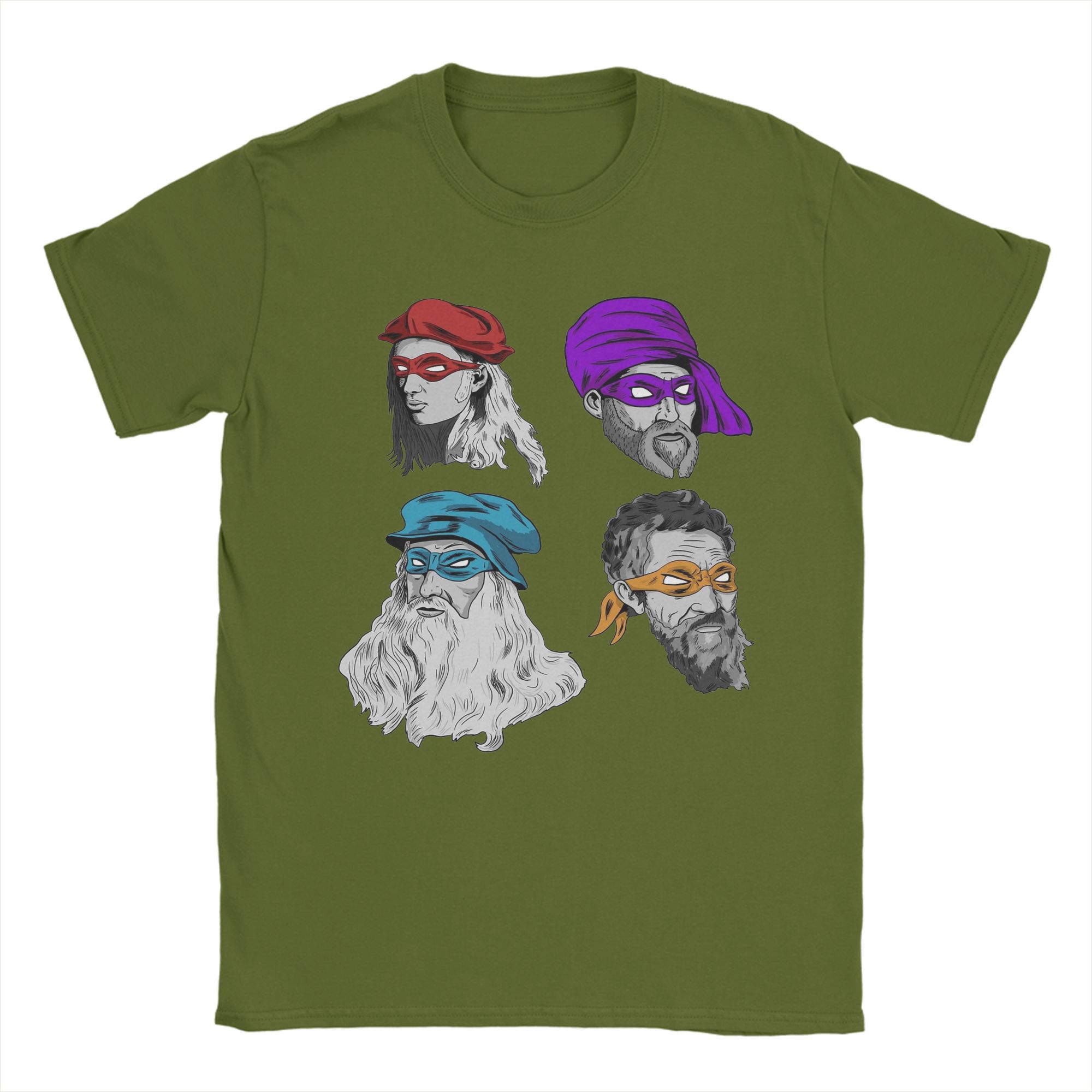 

Science Turtles T Shirts Men Cotton Vintage T-Shirts Round Neck Mutant Ninja Renaissance Tees Short Sleeve Tops Printed 4XL
