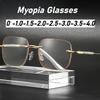 Luxury Square Rimless Myopia Glasses Trendy Diamond Short-Sight Eyewear Anti Blue Ray Eyeglasses Men Women Near Sight Eyeglasses