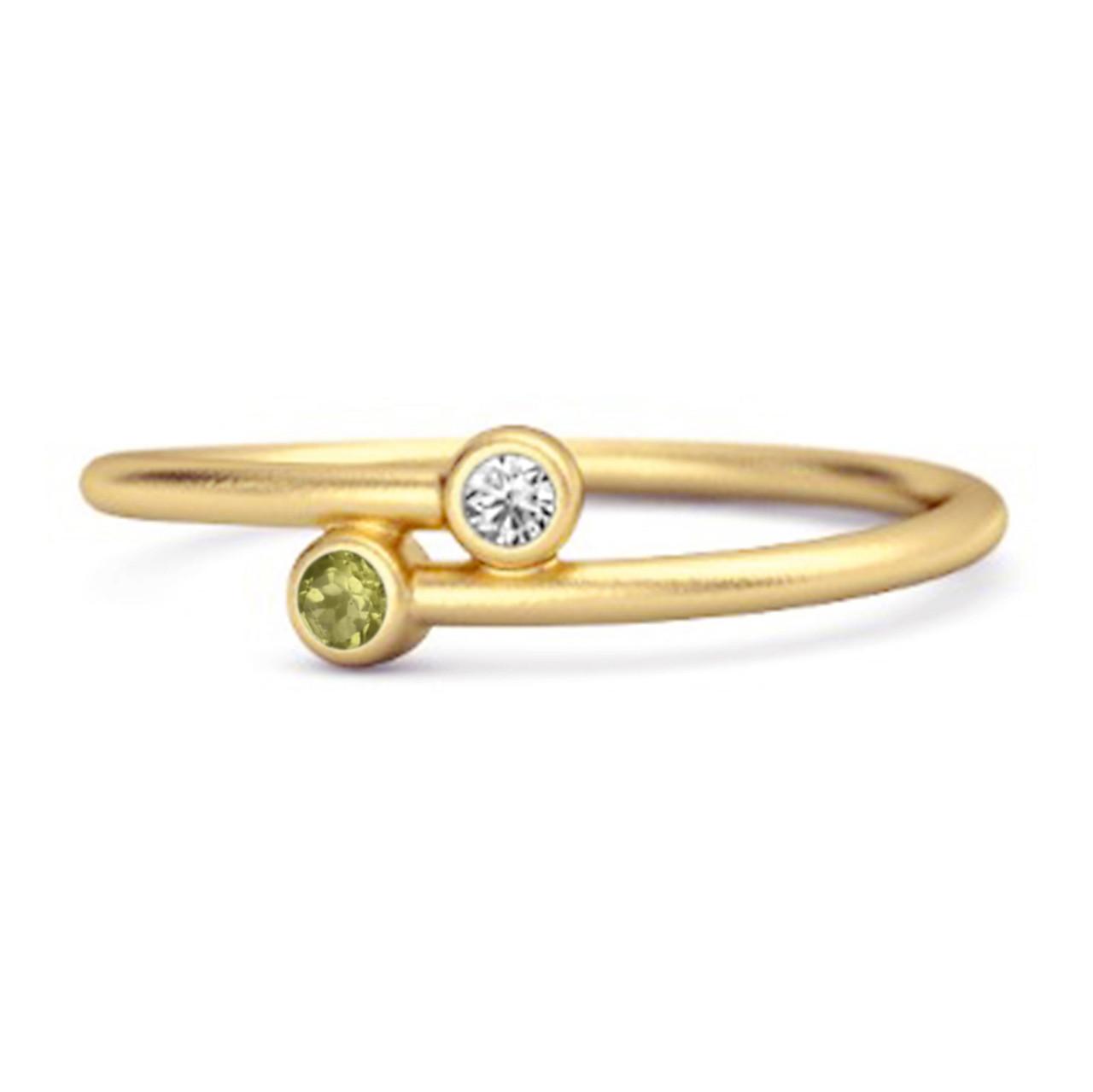 

Peridot Open Bezel Two-Stone Ring - 925 Sterling Silver Gold Vermeil 8.5 золотий/жовтий