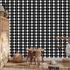 Black and white checkered wallpaper, graphite and black, for living room and bedroom, 50x1000