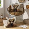 2pcs 2D flat highland cow pillowcase, plant print, Nordic style cushion cover, living room, bedroom sofa decoration