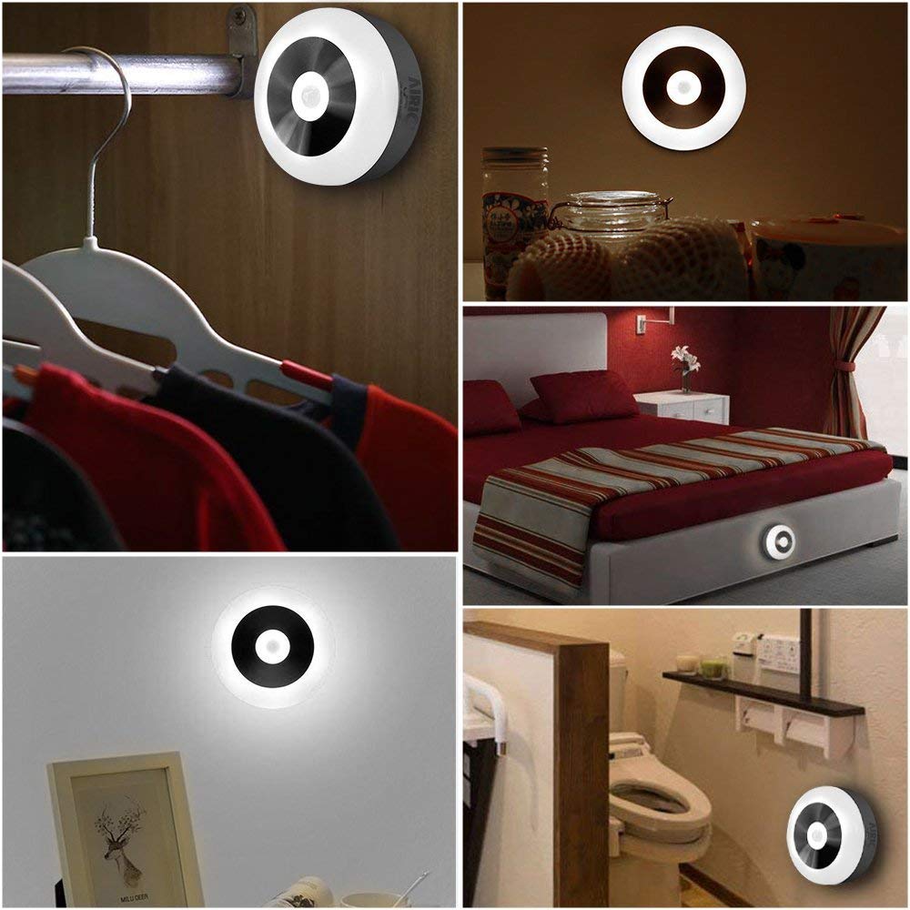 LED Night Light PIR body Motion Sensor USB Rechargeable Battery Powered Auto Wall Light Bedside Hanger/Sticker Cabinet