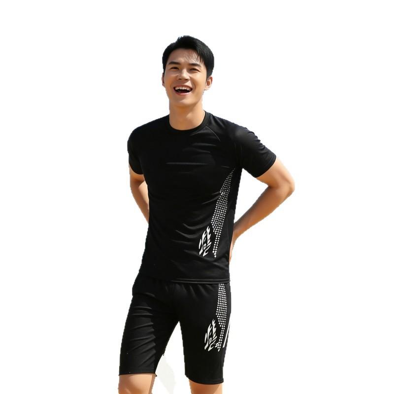 Swimsuit Conservative Men's Suit Adult Five-point SPORT Swimming Trunks Tight Short-sleeved Sunscreen Hot
