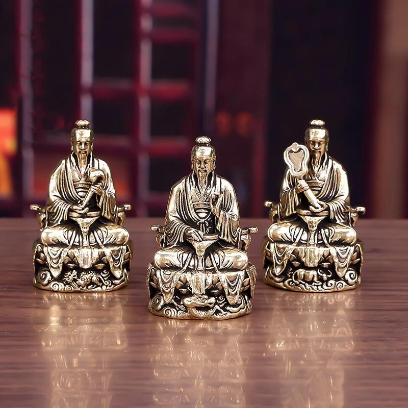 Estatua de Sanqing Tianzun Taoísmo Chino Taishang Laojun Artesanía Adorno Escultura Talla Estatua Colección Decoración del Hogar
