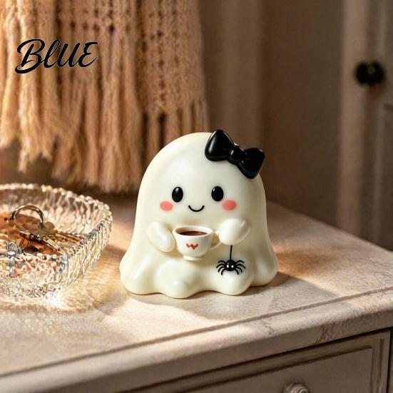 Reading Ghost Decoration Halloween Resin Figurine Creepy Witch Hat Statue Decor Pumpkin Ornament for Holiday Party