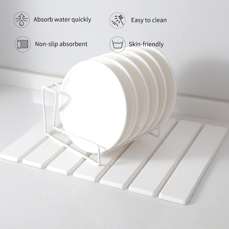 Absorbent Diatomaceous Earth Mat Multipurpose Dish Drying Pad Hygienic Kitchen Counter Draining Mat for Home Use