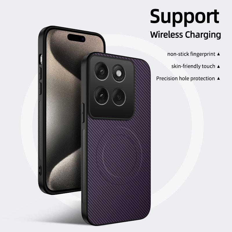 Carbon Fiber Texture Wireless Charging Magnetic Case For Motorola Edge 60 Pro Edge60Pro 5G ShockProof Phone Cover