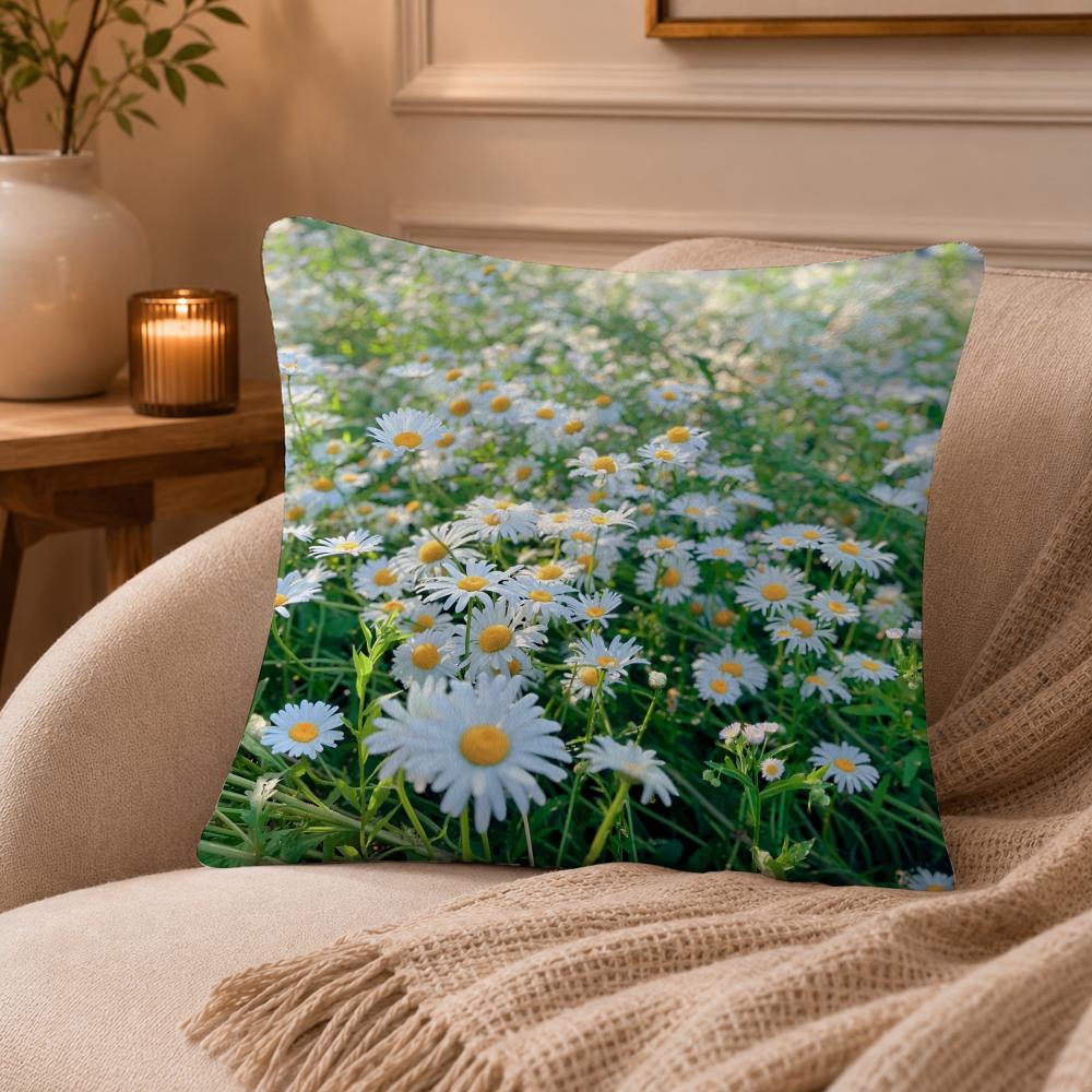 Daisy Cushion Cover Anti-dustmite Pillowcase Invisible zipper silky short plush Sofa cushion cover