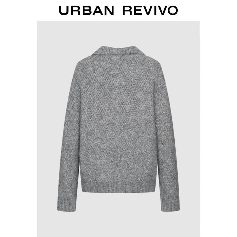 

Минималистичный женский вязаный свитер с текстурным лацканом от UR S