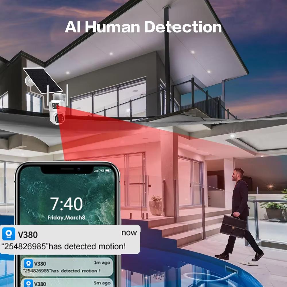 LS VISION 4G SIM Card Solar Camera WiFi 360 IP Camera 8MP 4K CCTV Battery Cameras Outdoor Dual Lens Smart Home Security Surveillance Solar