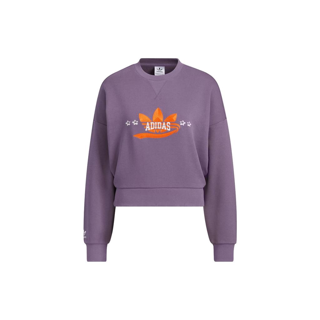 Adidas Originals Sportswear Hoodie With Embroidered Logo Women Tops Dark-Grey Violet IN1053