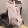 Women's Loose Sweater Outer Wear Fur Collar Batwing Sweater  Hand-woven Tassel Cloak Knit Shawl Autumn Winter