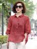 Damski letni T-shirt z klapami z jedwabiu i lnu: Krótki rękaw, Chłodny, Modny, Cienki pulower