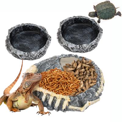 3Pcs Reptile Water Dishes and Food Feeding Bowls Synthetic Resin Anti Rollover Design Stable Base for Various Pet Boxes