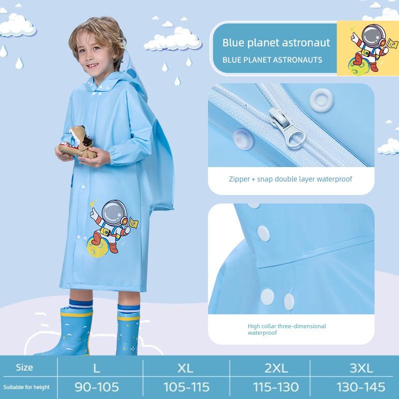 Eva Kidsren's Raincoat for Boys, Girls, and Elementary School Students with School Bags, Rainproof Poncho for Heavy Rain