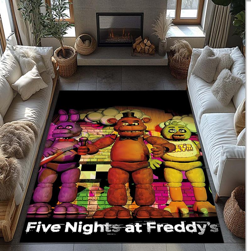 Five Nights at Freddy Printed Crystal Velvet Area Rug, Soft Anti-Slip Water Absorbent Floor Mat for Living Room Bedroom