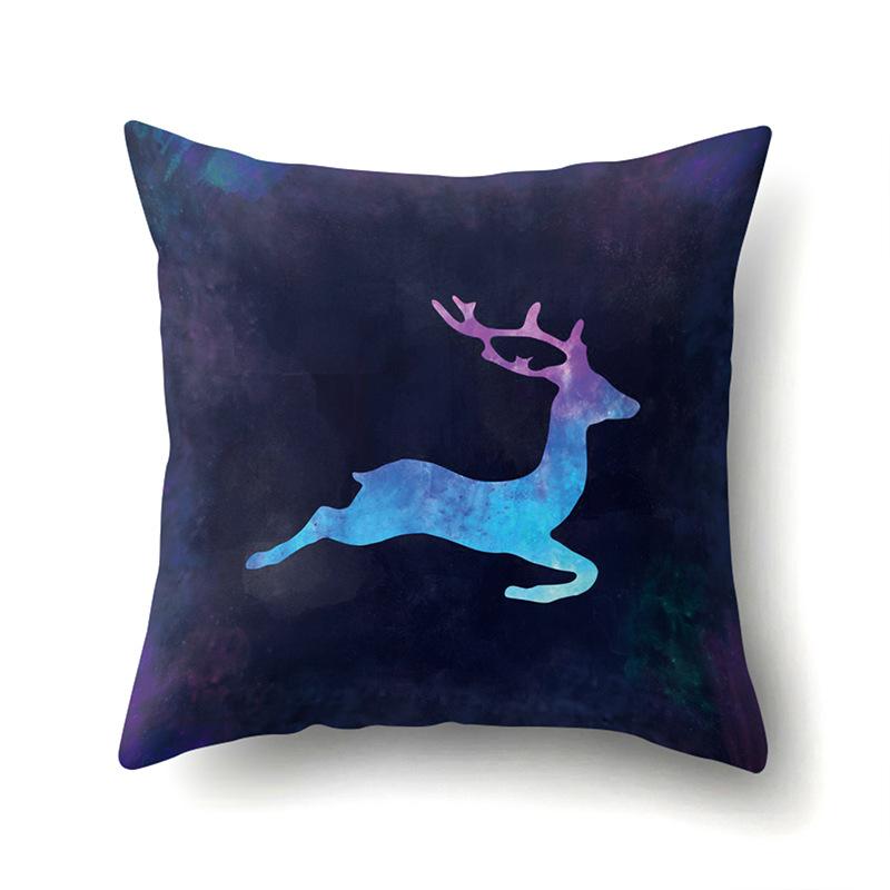 Polyester Pillowcase Automobile Decoration Home Printed Deer Pillowcase Waist Cushion Cover Car Cushion Head Cushion Cover