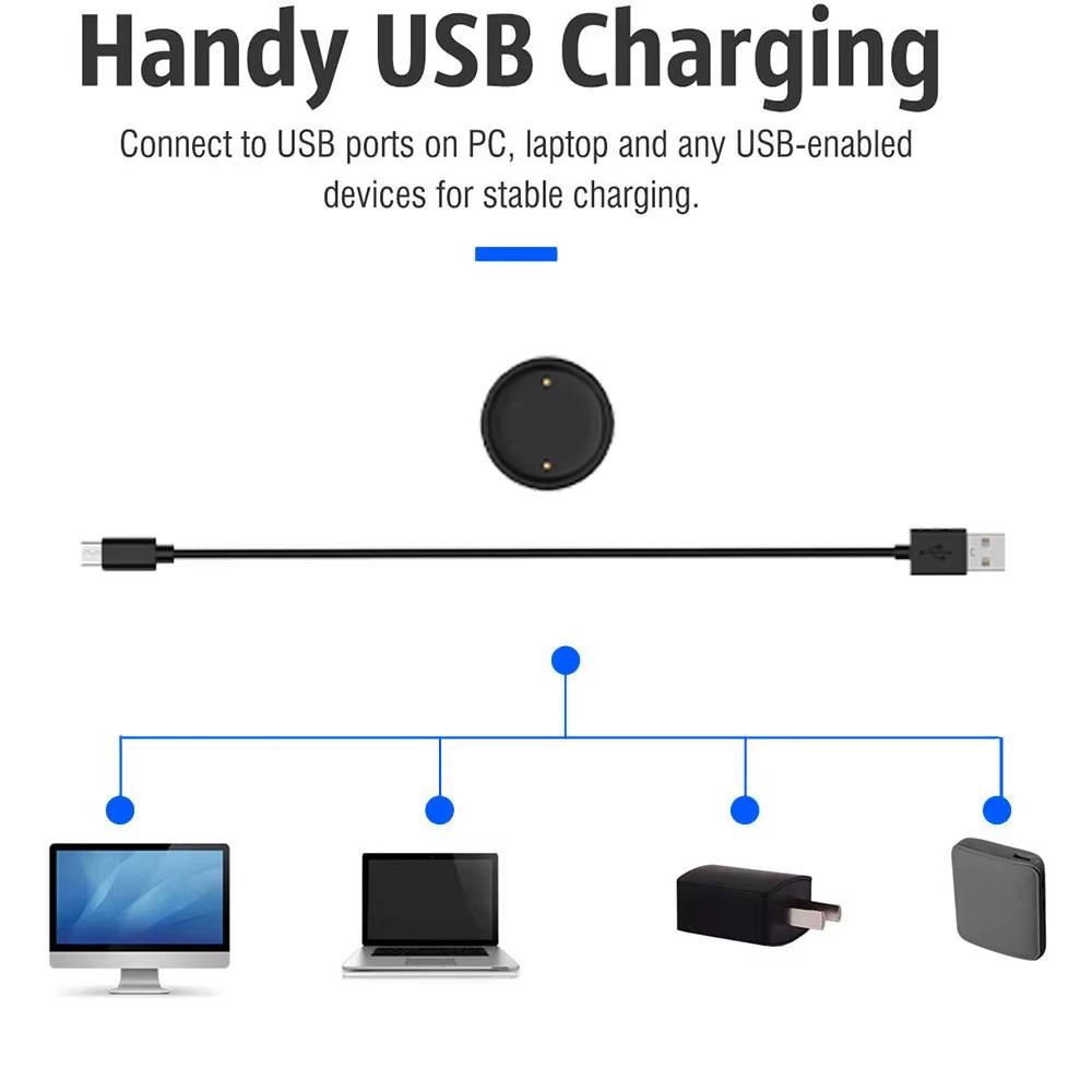 Cavo di Ricarica Rapida da 100 cm con Base per Huami Amazfit BIP 6, Active 2, Active2 Quadrato Magnetico USB / Type-C Alimentazione di Ricarica