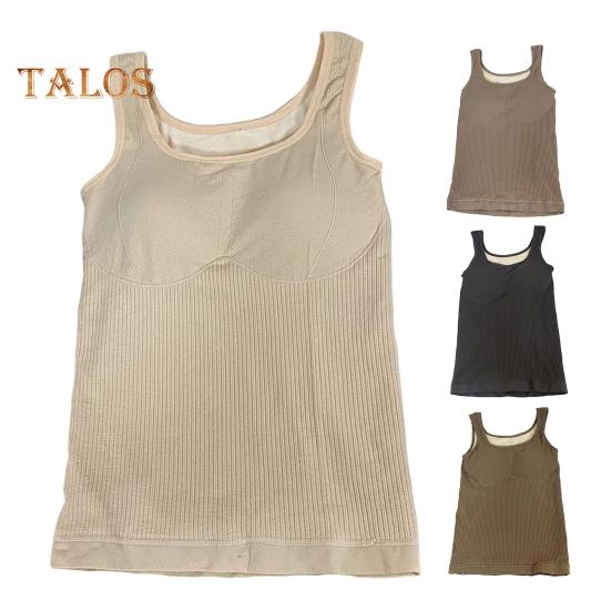 Winter Women Thermal Vest with Chest Pads Seamless Velvet-lined Fast Temperature Lock Heating Slim Fit Elastic Sleeveless Inner Wear Bottoming Tank