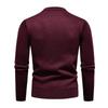 Men's Solid Color Textured Sweater Plus Velvet Thickened Casual Round Neck Warm Knitted Pullover