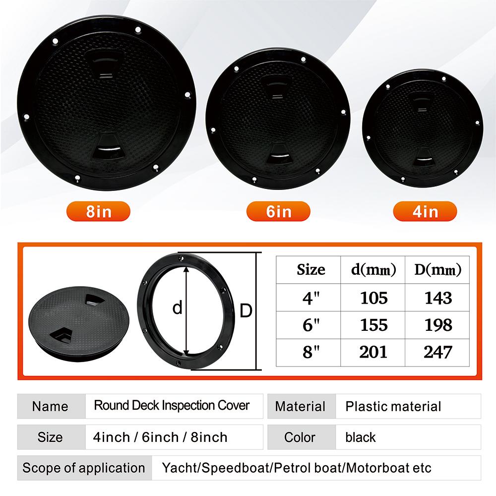 Non-slip 4/6/8 Inch Round Deck Cover Yacht Inspection Hole White Black Hatch Hand Hole Covers Inspection Work Cover Hatch