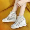 Fashion Trendy Women's Shoes 2024 New Daily Height Increasing Versatile Hollow Out Breathable Lace Sports Women's Shoes Zapatos De Mujer