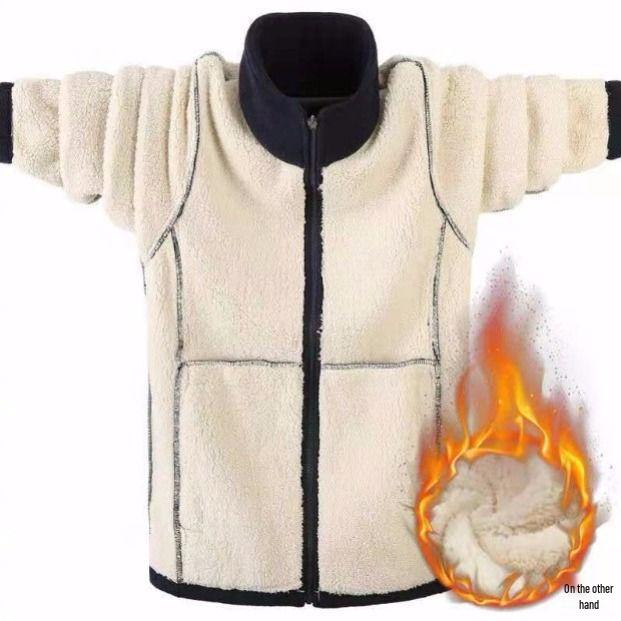 Plus Size Velvet Lined Hoodie for Men - Thick and Warm Lamb Fleece Sports Jacket for Autumn/Winter