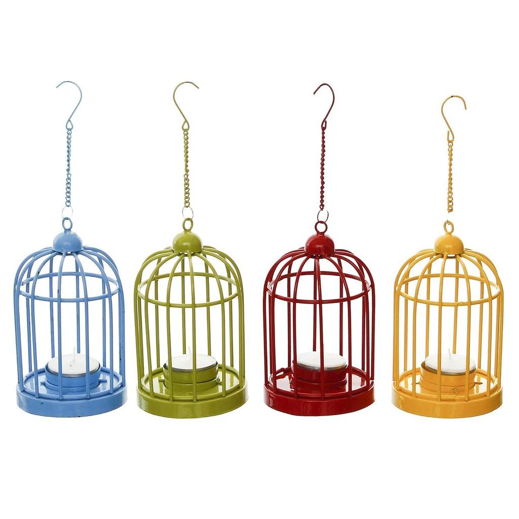Set de 4 Suporturi suspendate pentru lumânări tip pastilă în formă de cușcă de fier | Suport pentru lumânări tip pastilă | Suporturi pentru lumânări tip T | Articole de decorațiuni pentru Diwali Crăciun