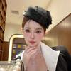 Black Stewardess Hat French Temperament Mesh Lace Woolen Hat British Berets For Women