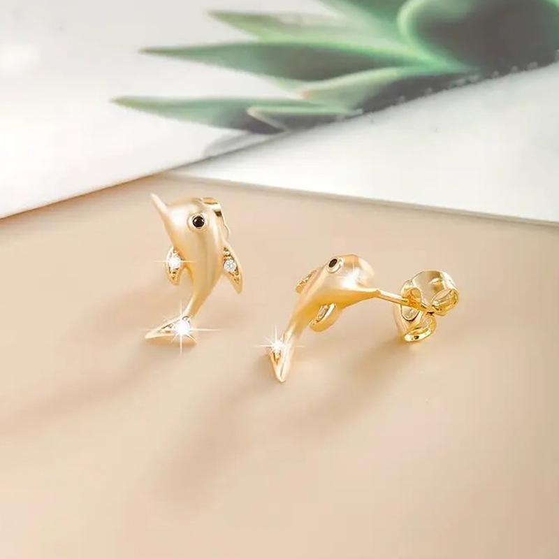 1 Paar stilvolle, niedliche Delfin-Steckohrringe