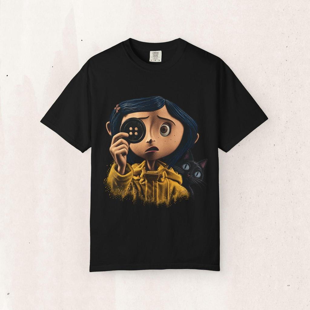 Coraline Style Graphic Tee, Button-Eye Art | Heavyweight Cotton | Unisex Fit S-4XL
