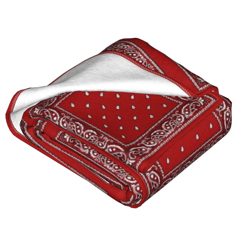 Red Bandana Blanket Soft Warm Flannel Throw Blanket Plush for Bed Living Room Picnic Travel Home Couch