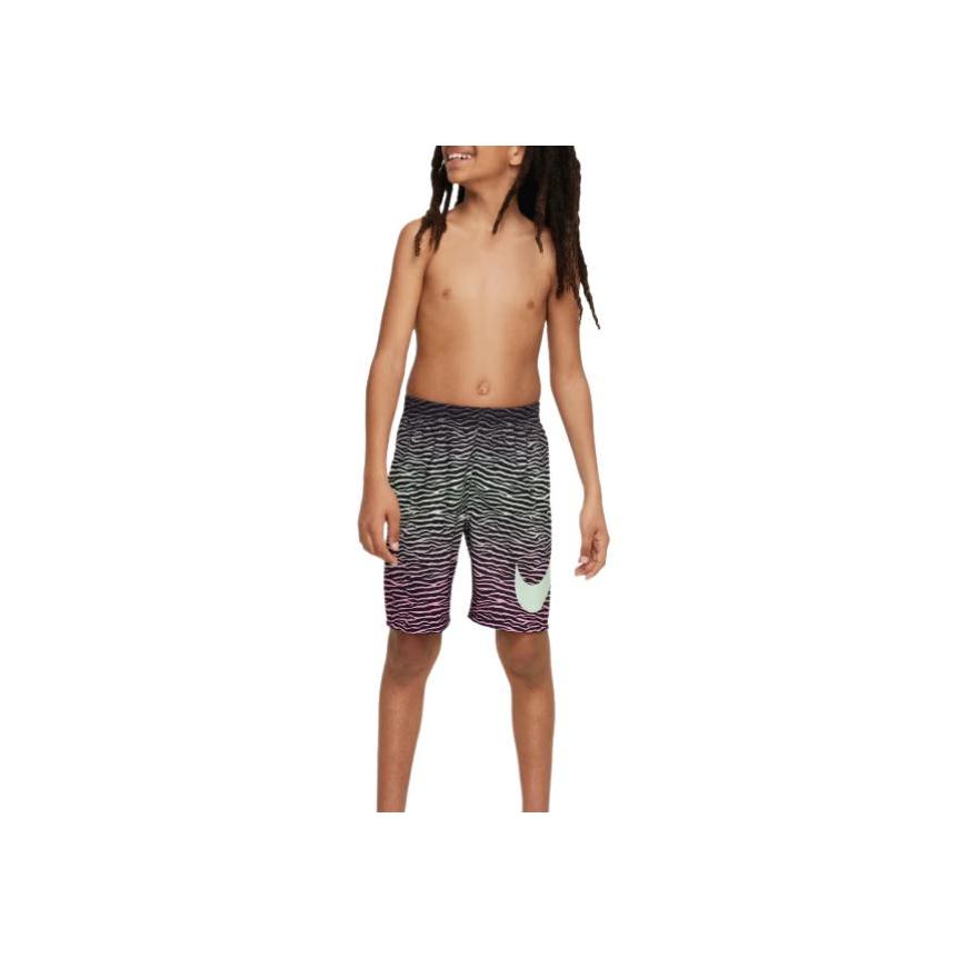 Nike Pantaloncini da Spiaggia Sportivi Casual con Stampa Integrale Logo Degradé Pantaloncini Bambino Nero FZ6495-010