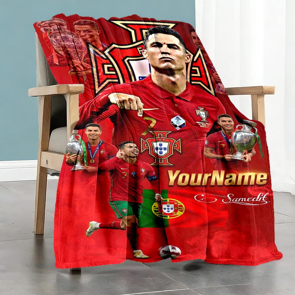 Cristiano Ronaldo 17 Personalized Text Blanket Lightweight Personalized Blanket Ultra-Soft Versatile for Chair Nap Couch Sofa All-Season Use