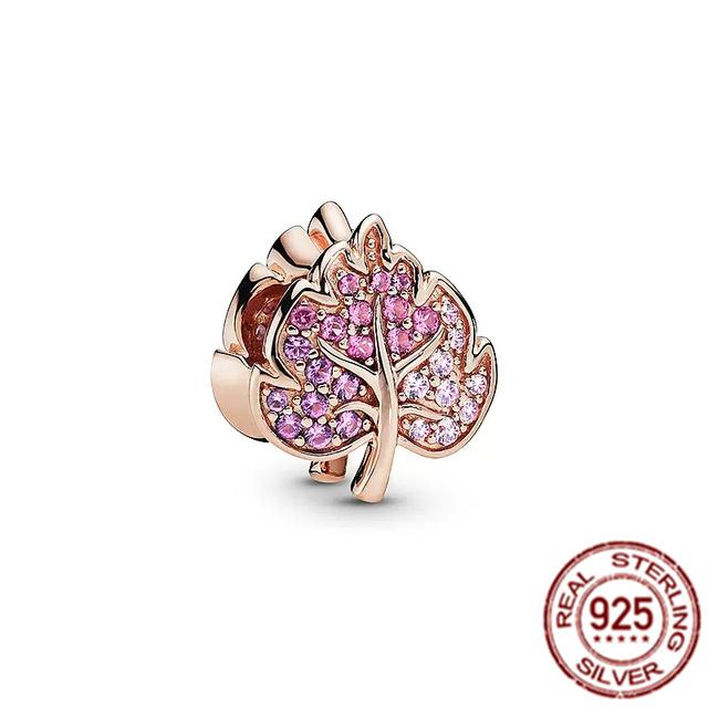 Rose Gold Sparkling Levelled Heart Beads Pink Air Balloon Charms 925 Sterling Silver Jewelry Fit Original Fasion Bracelet