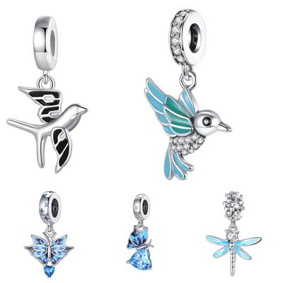 Weißkupfer Versilbert 925 Anhänger, Schmetterling Schwalbe Kolibri Anhänger Zubehör DIY Schmuck Armband Halskette