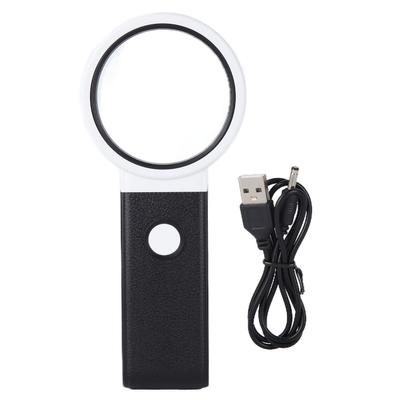 LED Magnifier ABS Handheld Magnifying Glass Foldable HD Lens for Observation and Electronic