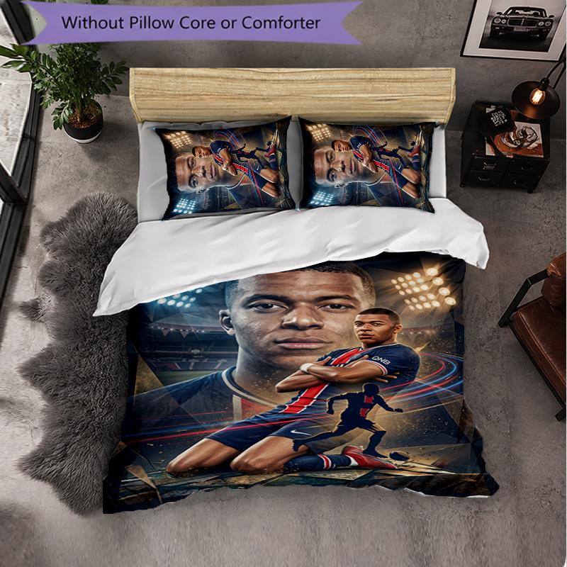 Kylian Mbappe témájú ágynemű garnitúra 3 részes Paplanhuzat Szett Dekoratív Ágynemű Tinédzser Szobába Otthoni Dekoráció