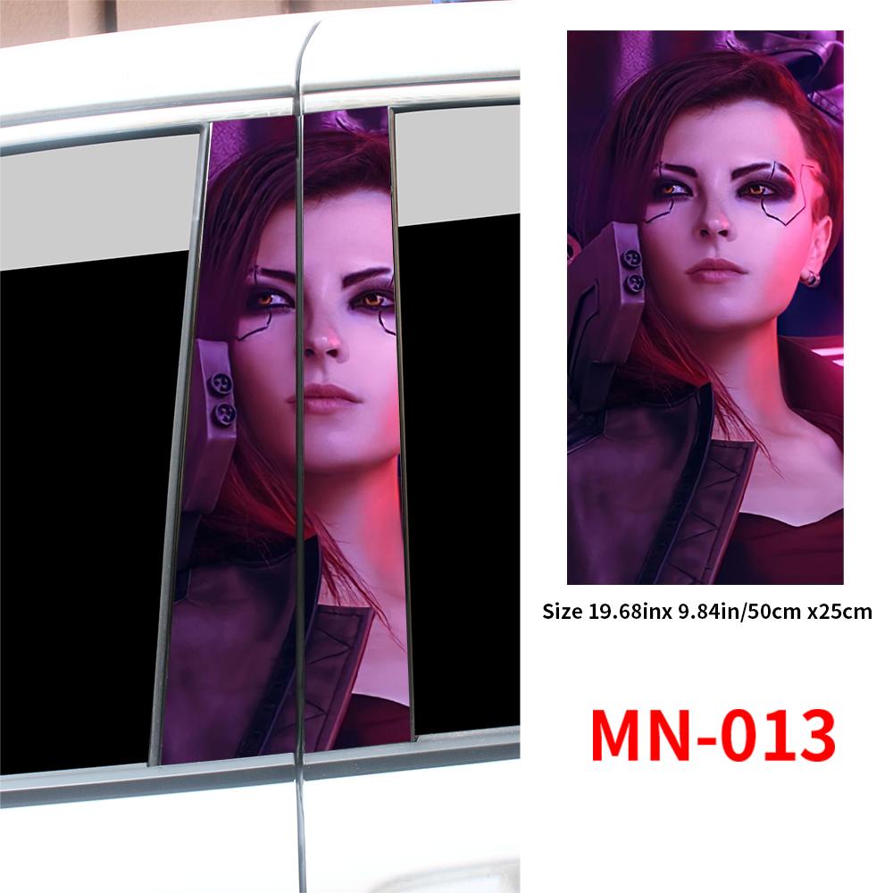 Cyberpunk Beauty Car Stickers Car B-pillar Vinyl Decals Waterproof Auto Center Pillar Sticker Cover Scratches Vehicle Decor