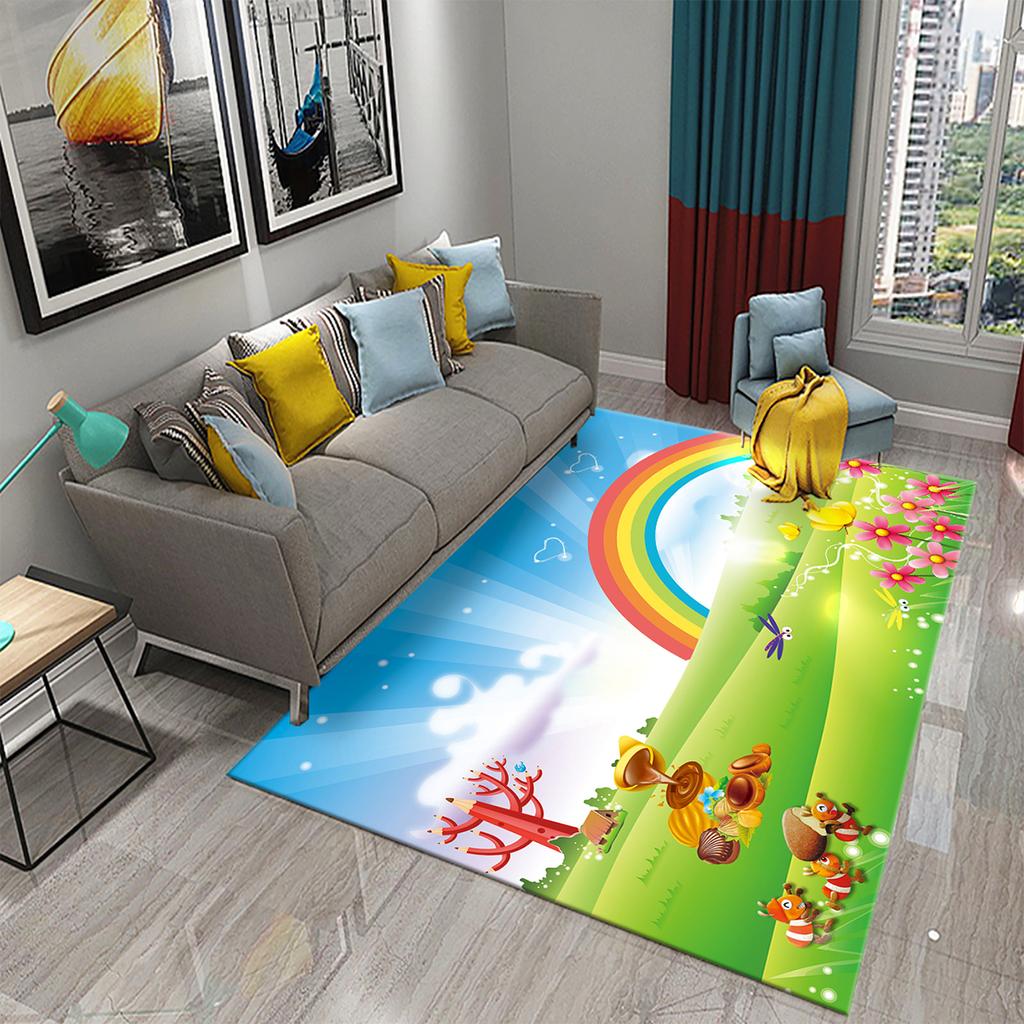Bedroom Living Room Bathroom Rug Non-slip Home Decoration Cartoon Rainbow Flower Rug Game Room Children's Room Rug