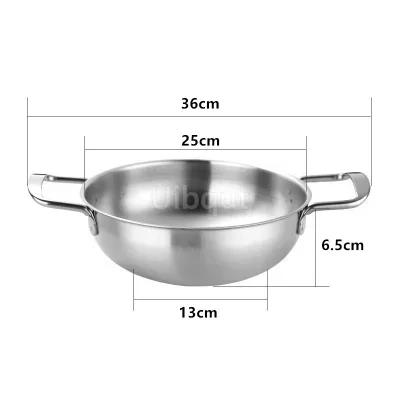 Stainless Steel Gold Golden Seafood Rice Pot Home Cooking Paella Pan Picnic Snack Plates Cookware Saucepan Dry Pots with Handle