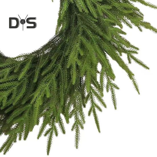 1 Pc/2 Pcs Faux Norfolk Pine Garland 6ft Realistic Artificial Pine Needles Wreath Xmas Greenery Garland for Indoor Mantel Table Centerpiece Decor