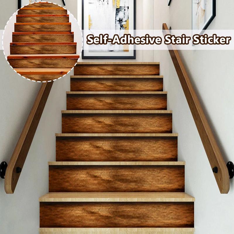 6Pcs/13Pcs Waterproof Exquisite Home Decoration Beautify Simulated Sticker Step Decoration Wood Grain Sticker PVC