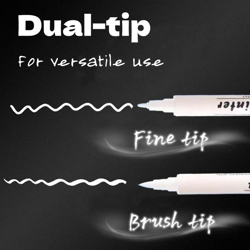 3/12pcs White Art Brush Acrylic White Paint Marker Pens, Medium Tip, Suitable For Rock Painting, Stone, Glass, Wood, Ceramics