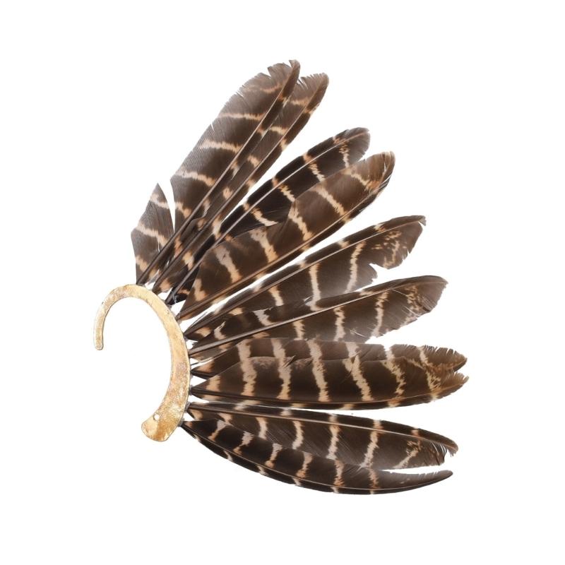 Серьга-кафф на ухо в виде пера Без прокола Серьги Индийская этническая племенная серьга на ухо Преувеличенная серьга-кафф Модные серьги-клипсы 1