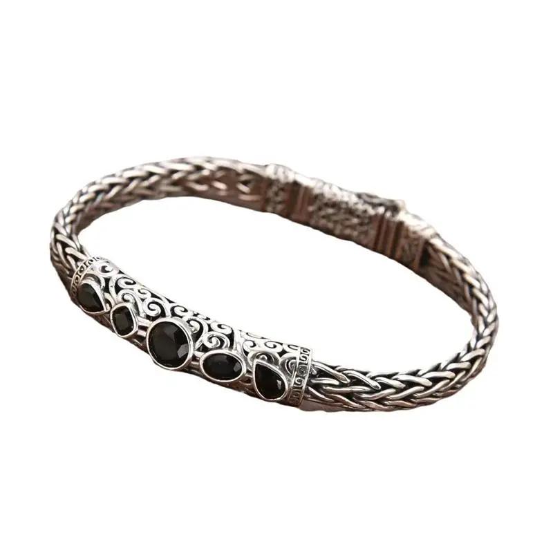 New Black Chain Turkish Style Men's Retro Geometric Zircon Style Bracelet