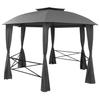 Gazebo de Jardim Hexagonal com Cortinas 360 x 265 cm